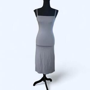 Zara vintage Y2K gray midi dress minimalist fitted slip dress 🤍Size Small
